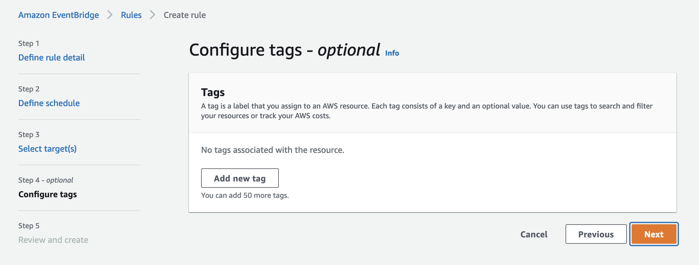 Setting Event Bridge rule tags